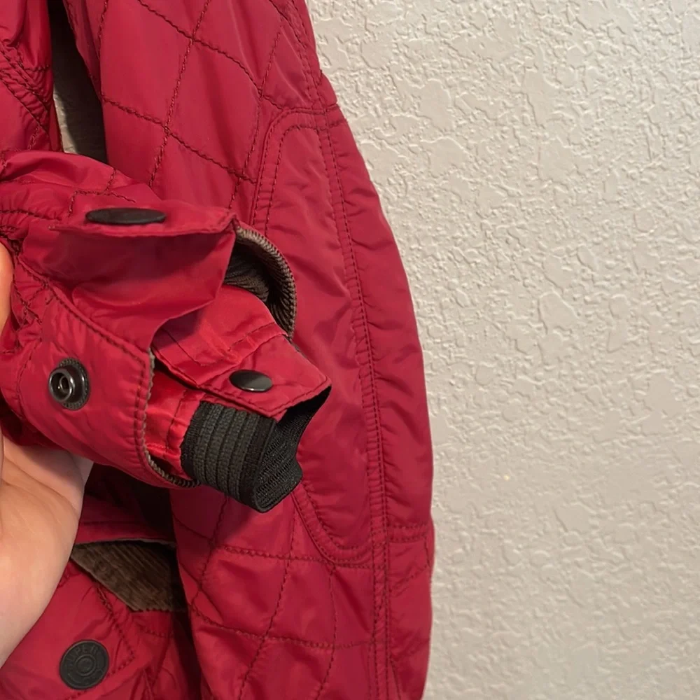 Superdry Motorbike Japan Womens Red Quilted Jacket Fleece Lined Size Medium - Picture 9 of 15